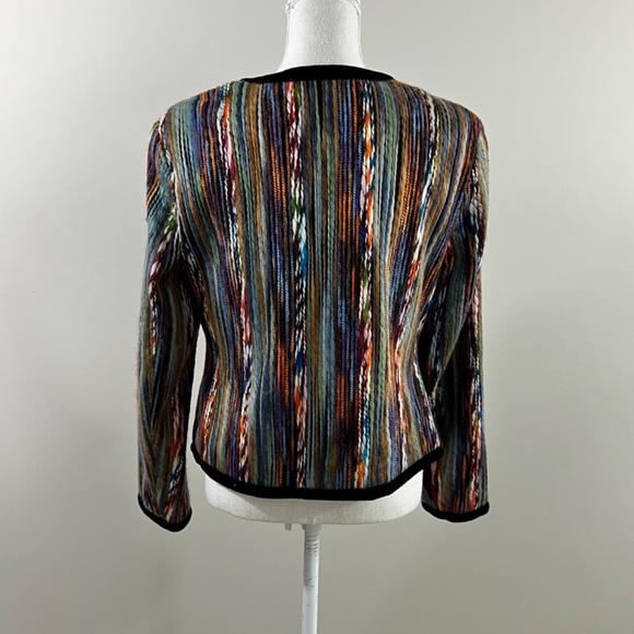 Katherine New York Multicolor Woven Yarn 3D Blazer Velvet Trim Womens Size M - Picture 7 of 11